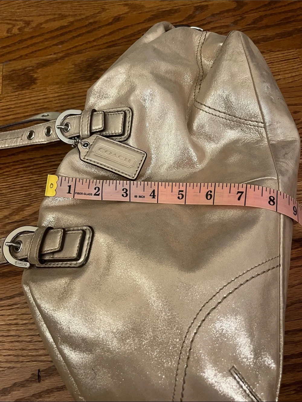 Coach Soho leather satchel shoulder bag (style F17220) in metallic champagne